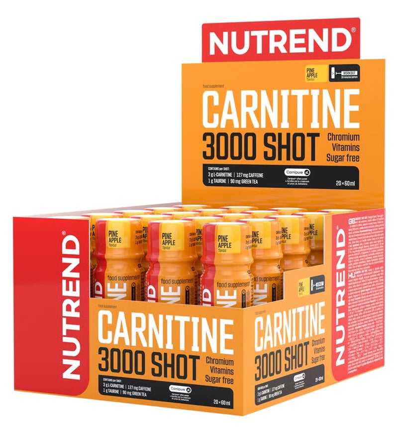 NUTREND Carnitine 3000 Shot, 20 x 60 ml, Pineapple Flavour - Image 1
